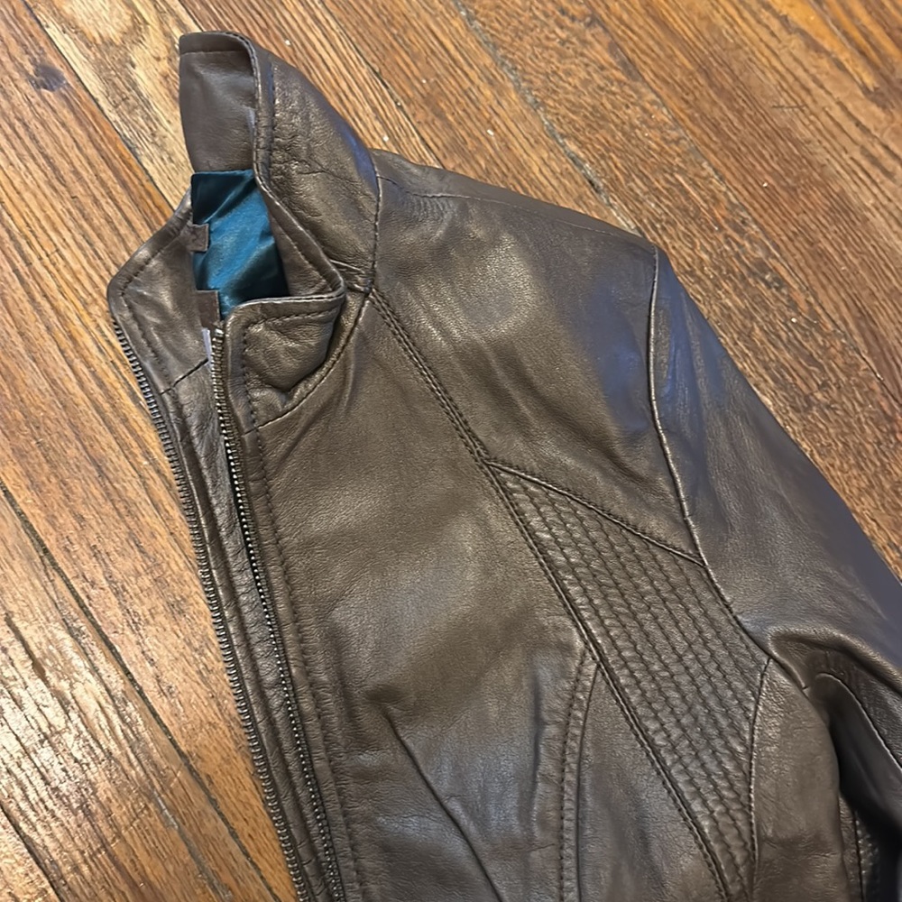 Marc New York Brown Leather Moto Jacket